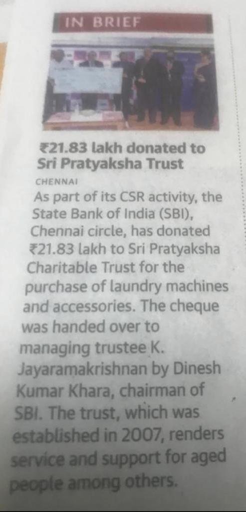 State Bank of India (SBI) supports SPCT through CSR Initiatives
